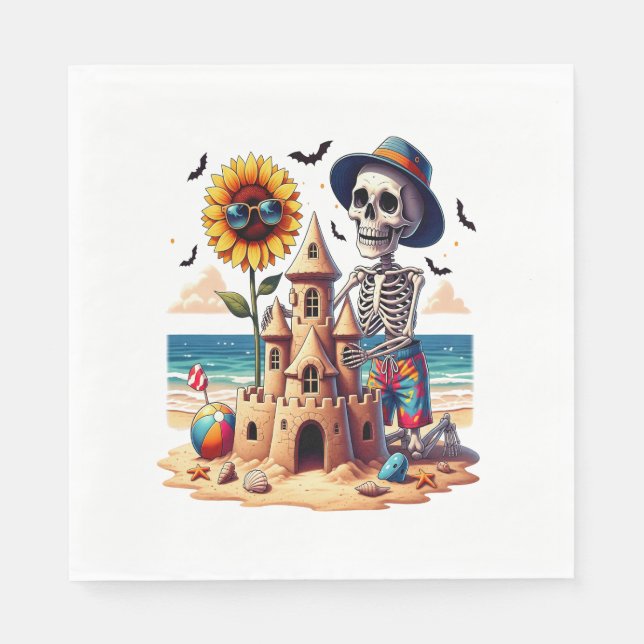 Cool Skeleton at the Beach Napkin (Front)
