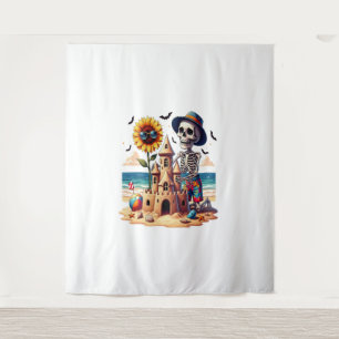 Cool Skeleton at the Beach Tapestry