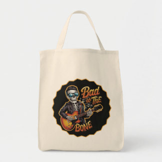 Cool Skeleton Bad to the Bone with Guitar Tote Bag