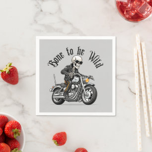 Cool Skeleton Bone to be Wild Riding a Motorcycle  Napkin