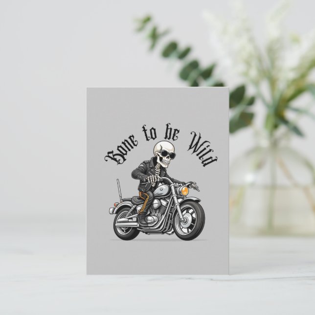 Cool Skeleton Bone to be Wild Riding a Motorcycle  Postcard (Standing Front)