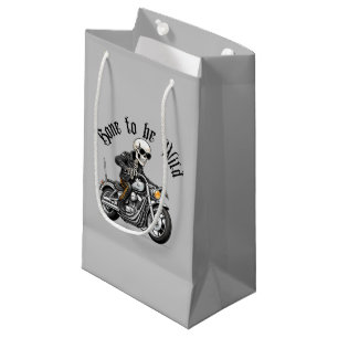 Cool Skeleton Bone to be Wild Riding a Motorcycle  Small Gift Bag