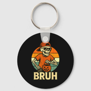 Cool Skeleton Bruh Halloween Shirt Kids Teen Boys Keychain