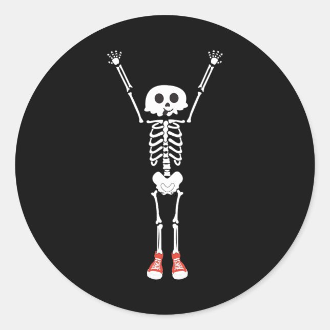 Cool Skeleton Halloween Design Classic Round Sticker (Front)