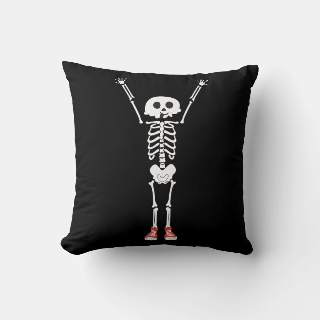 Cool Skeleton Halloween Design Throw Pillow (Front)