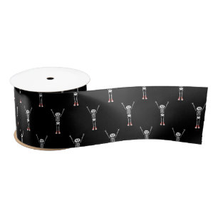 Cool Skeleton Halloween Pattern Satin Ribbon