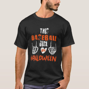 Cool Skeleton Hand Baseball Halloween Outfit Sport T-Shirt