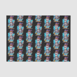 Cool Skeleton in a Top Hat Halloween Pattern Tissue Paper