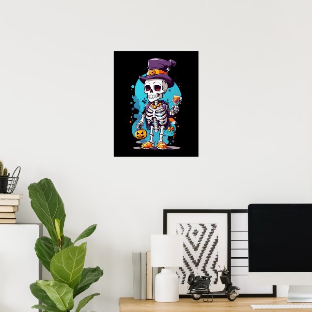 Cool Skeleton in a Top Hat Halloween Poster (Home Office)