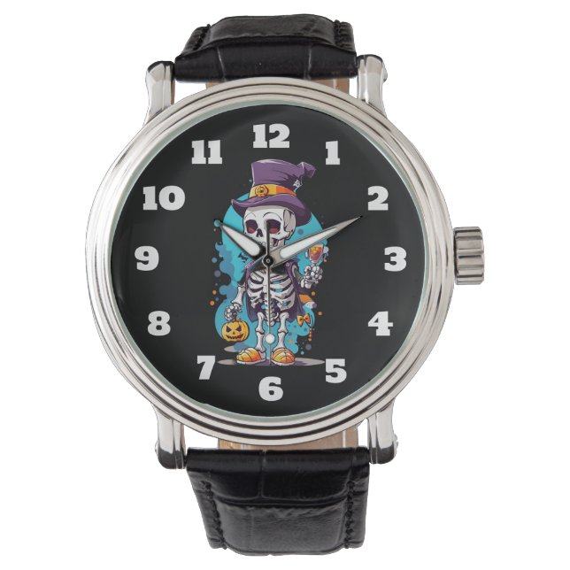Cool Skeleton in a Top Hat Halloween Watch (Front)