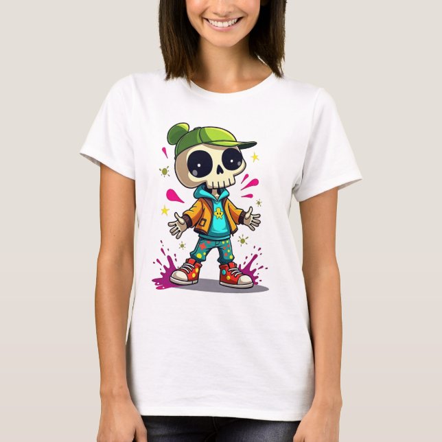 Cool Skeleton Kid – Colour Splash Streetwea T-Shirt (Front)