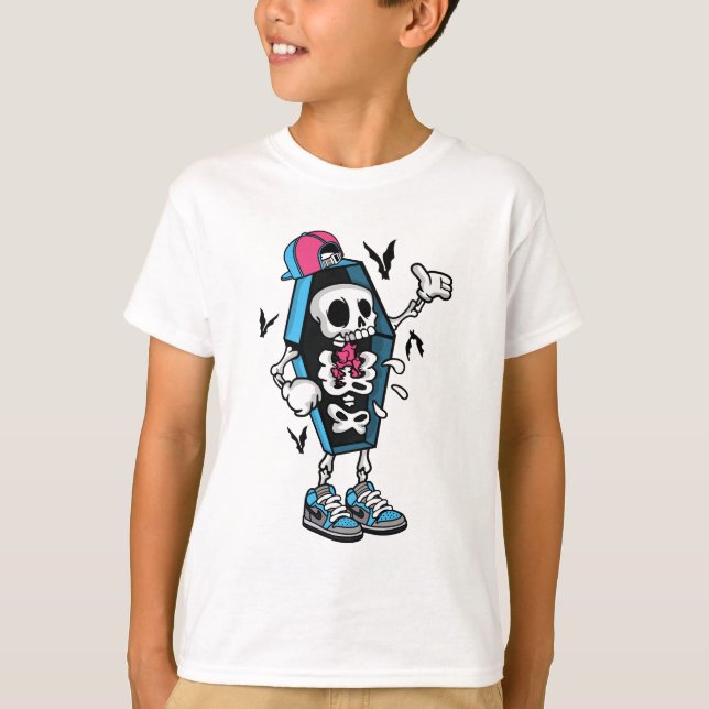 Cool Skeleton Kid in Hoodie Tee (Front)