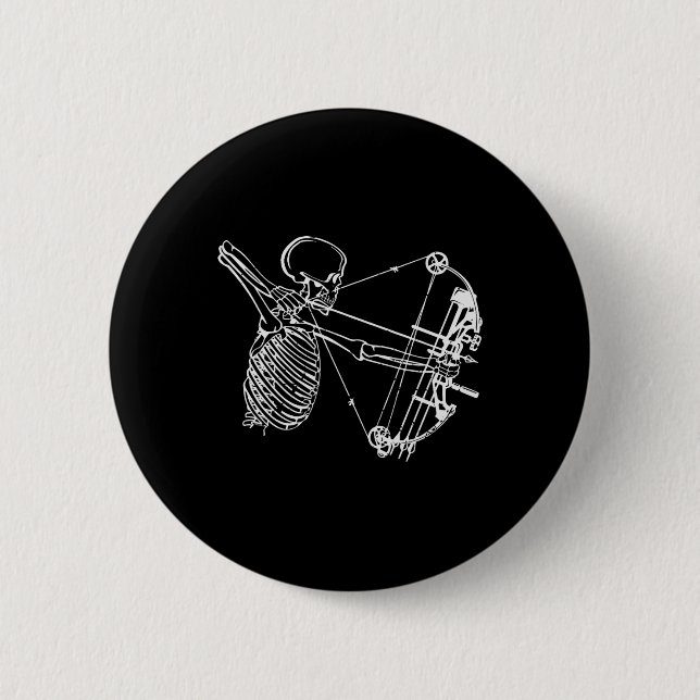 Cool Skeleton With Bow Skull Archery Hunting Gift  2 Inch Round Button (Front)