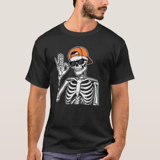 Cool Skeleton with Orange Cap | Hip-Hop Halloween T-Shirt