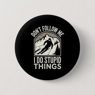 Cool ski freestyle funny saying winter sports skie 2 inch round button