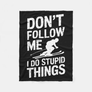 Cool ski freestyle funny saying winter sports skie fleece blanket