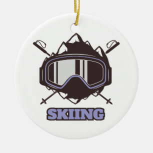 Cool Ski Helmet Ceramic Ornament