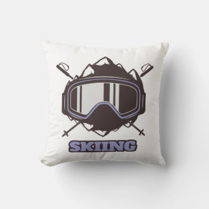 Cool Ski Helmet  Throw Pillow