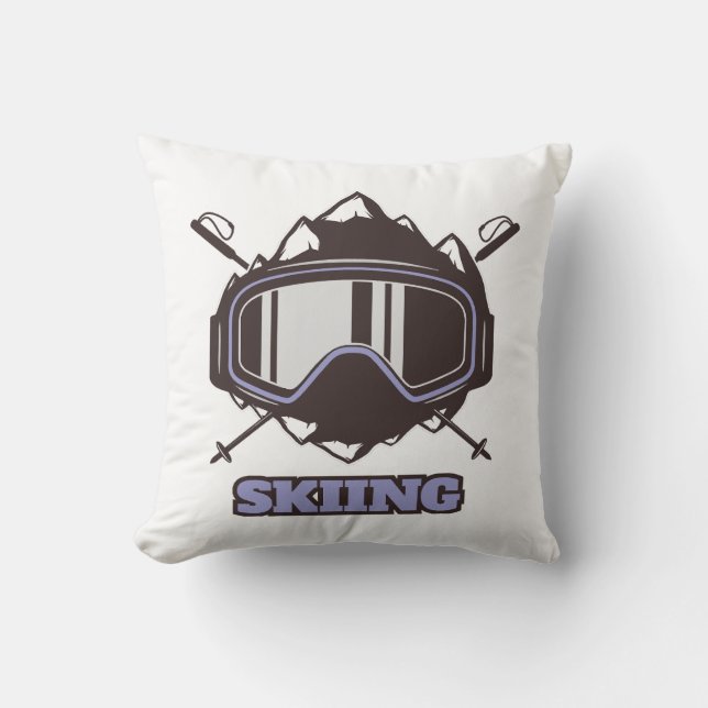 Cool Ski Helmet  Throw Pillow (Front)