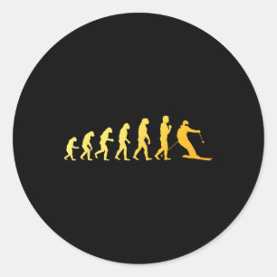 Cool Skiing Art For Men Women Skiing Themed Ski Lo Classic Round Sticker