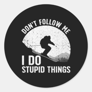 Cool Skiing For Men Women Snow Skier Winter Ski Sn Classic Round Sticker