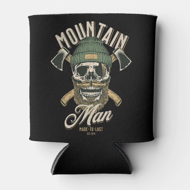 Cool skull design; nature; mountains; camping; dad can cooler (Front)