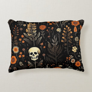 Cool Skull Halloween Pattern Accent Pillow