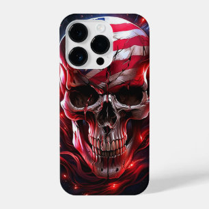 Cool Skull With American Flag iPhone 14 Pro Case
