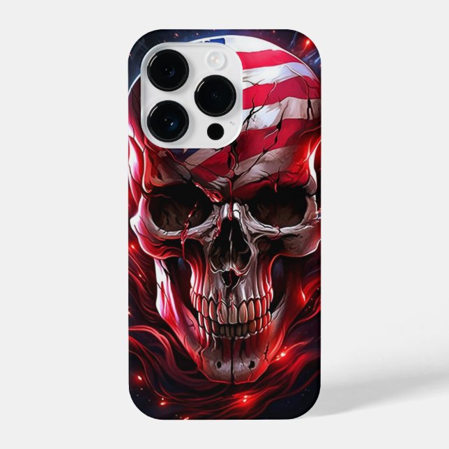 Cool Skull With American Flag iPhone Case (Back)