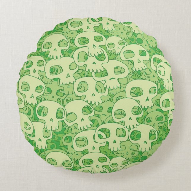 Cool skulls round pillow (Front)