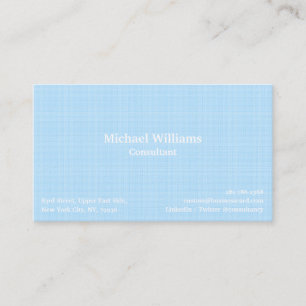 Cool Sky Blue Trendy Chic Chequered Lines Modern Business Card