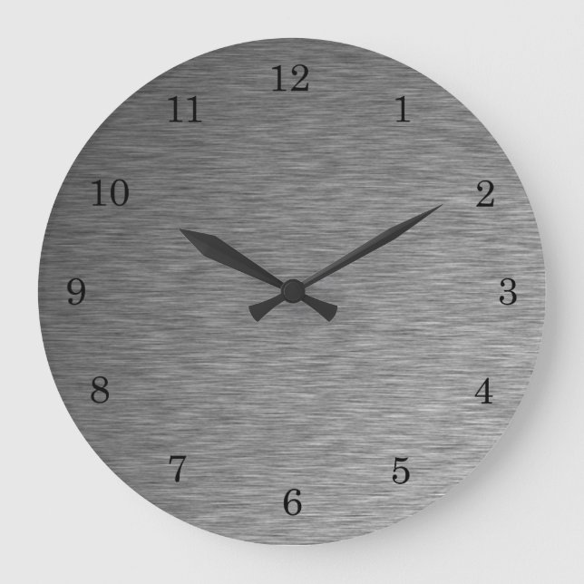 Cool & Sleek Metallic Brushed Silver Clock (Front)