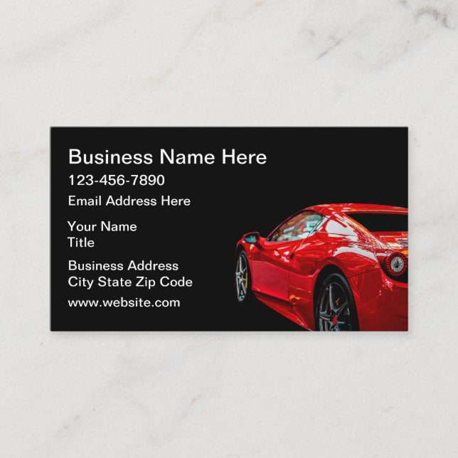 Cool Sleek Modern Automotive Business Cards (Front)