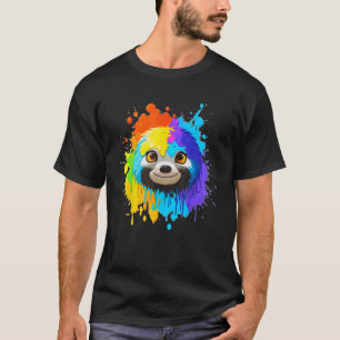 Cool Sloth Cute Colourful Splash Sloth T-Shirt