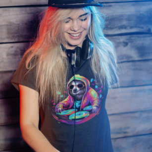 Cool Sloth DJ Neon  T-Shirt