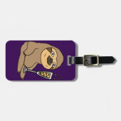 Cool Sloth Drinking Champagne Cartoon Luggage Tag (Front Horizontal)