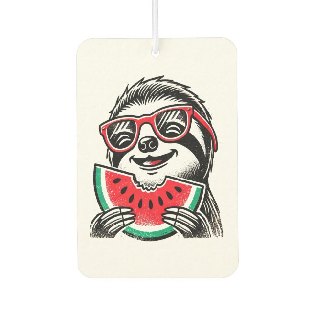 Cool Sloth Eating Watermelon Air Freshener (Front)