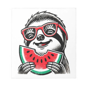 Cool Sloth Eating Watermelon Notepad