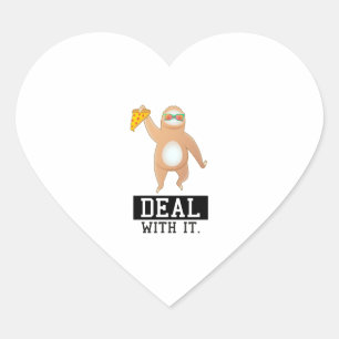 Cool sloth loves pizza  heart sticker