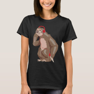 Cool Sloth Music Headphones Funny Earphones T-Shirt