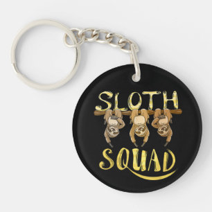 Cool Sloth Squad – Funny Lazy Animal Lover Design Keychain