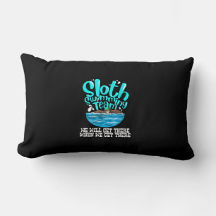 Cool Sloth Swimming Team Funny Animal Swimmer Lumbar Pillow