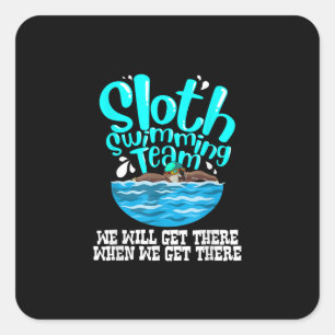 Cool Sloth Swimming Team  Funny Animal Swimmer Square Sticker