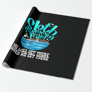 Cool Sloth Swimming Team  Funny Animal Swimmer Wrapping Paper
