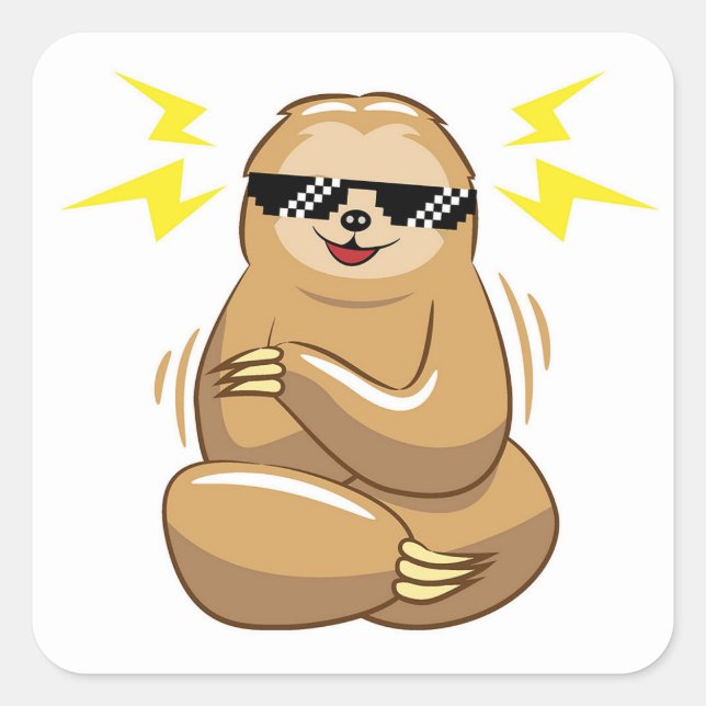 Cool Sloth with sunglasses Square Sticker (Front)
