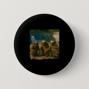 Cool Sloths Skatepark Vintage Photo  2 Inch Round Button