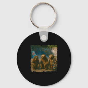 Cool Sloths Skatepark Vintage Photo Keychain