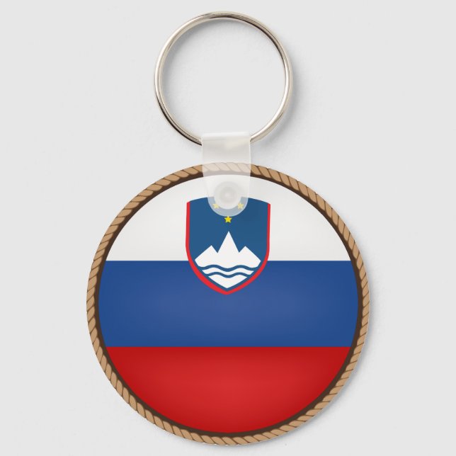 Cool Slovenia Flag Seal Keychain (Front)