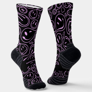 Cool Smiling Face Melting Smile Pattern Lavender Socks