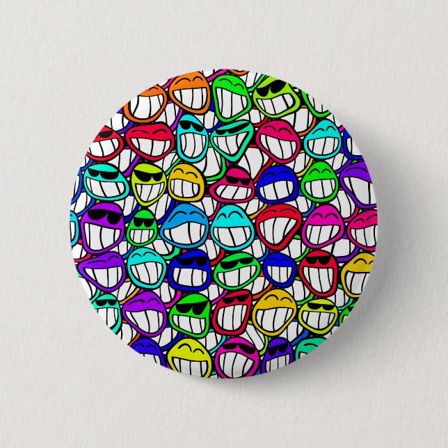 COOL SMILING FACES GROUP 2 INCH ROUND BUTTON (Front)